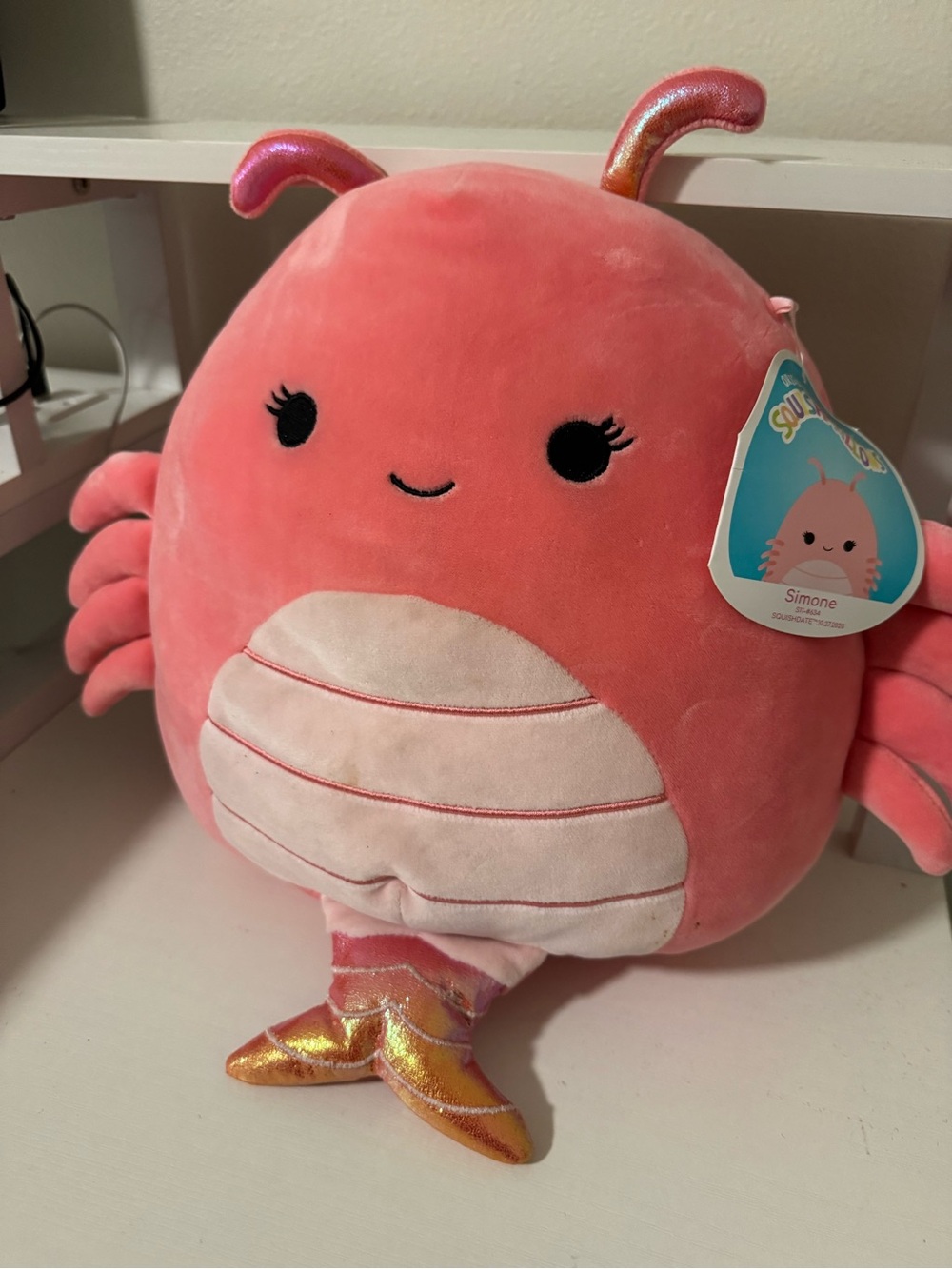 Squishmallows Simone Pink Coral Plush with Shimmer Accents